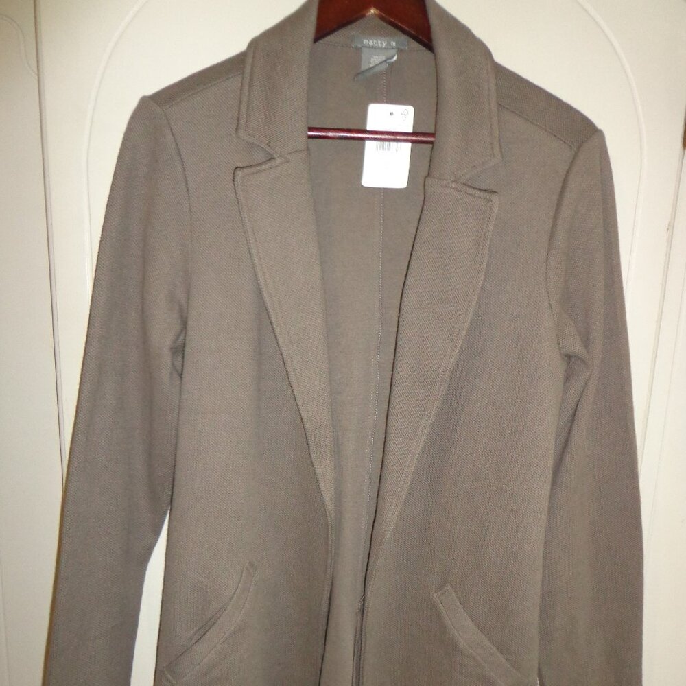 NWT Matty M Ladies' Knit Boyfriend Blazer Pebble Notched Lapels